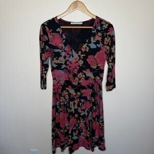 Peruvian Connection Floral Print PIma Cotton Dress Small